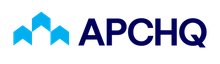 Le logo d'apchq est bleu et noir avec des flèches pointant vers le haut.