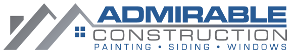 A logo for admirable construction painting siding and windows