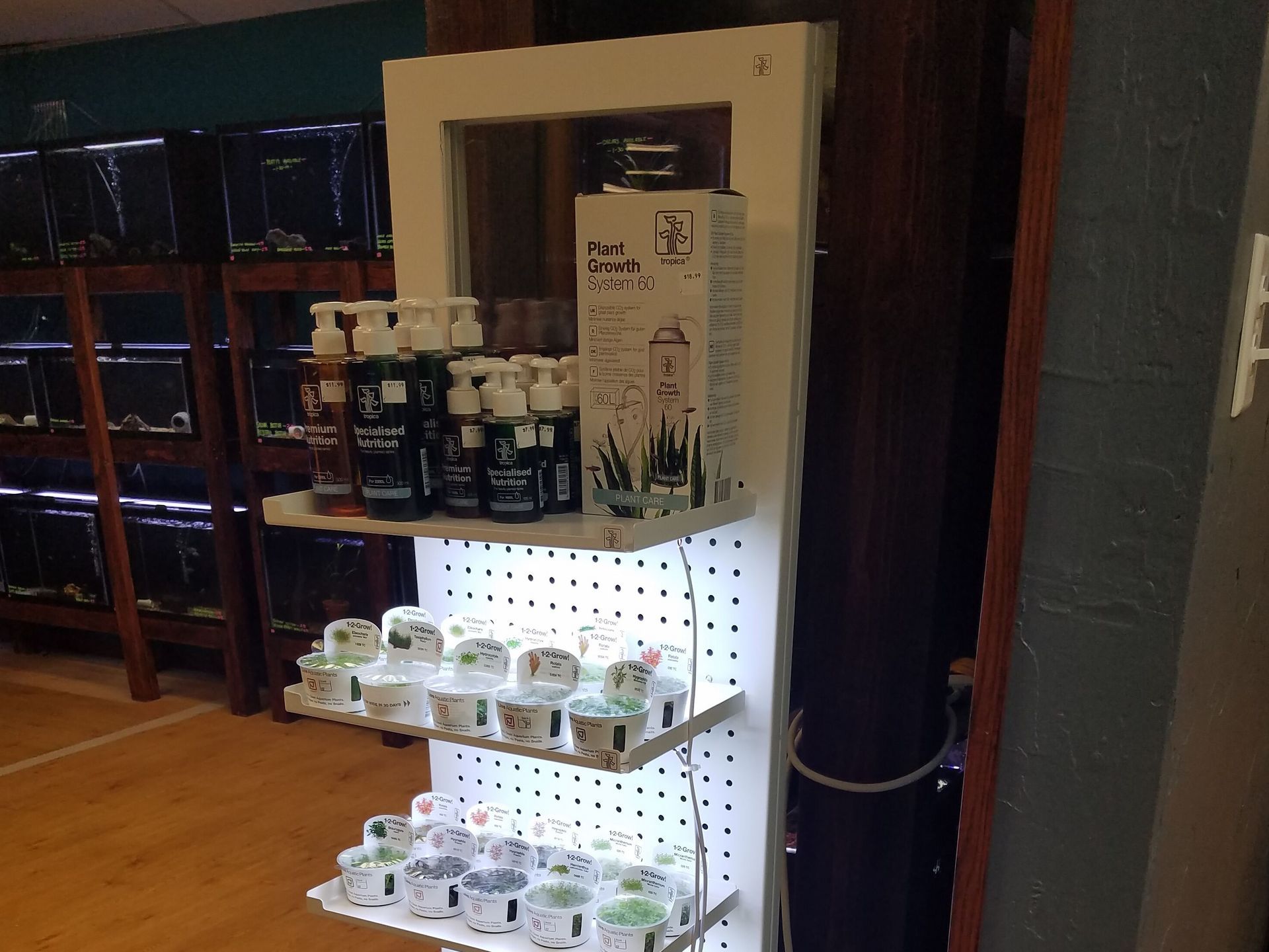 A display of soaps and lotion in a store.