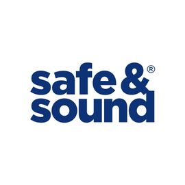Safe & Sound blue logo on white background