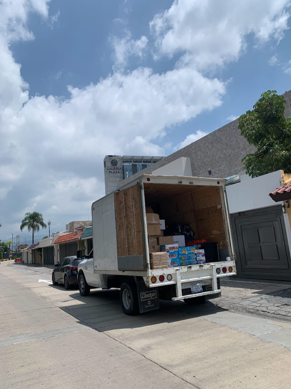 Un camión blanco está estacionado al costado de la carretera.