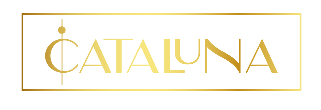 a logo for a restaurant called cataluna with a gold frame