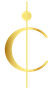 a gold symbol with a crescent moon and a stick on a white background .