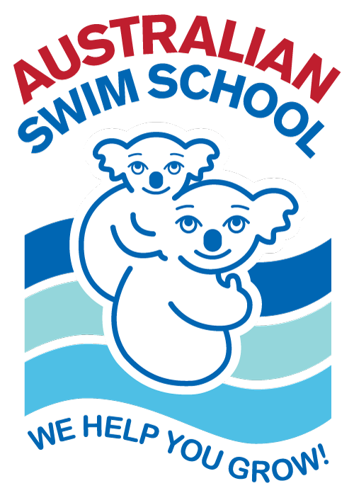 The logo for the australian swim school shows two koalas hugging each other