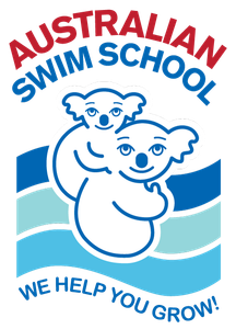 The logo for the australian swim school shows two koalas hugging each other