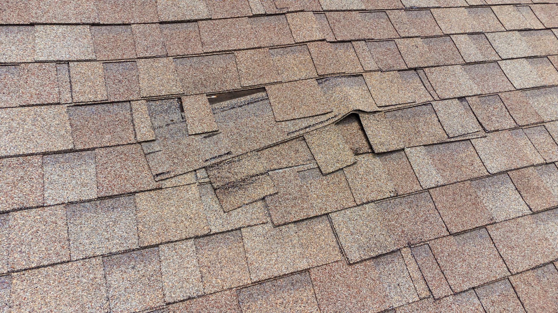 A close up of a roof that is caving in 