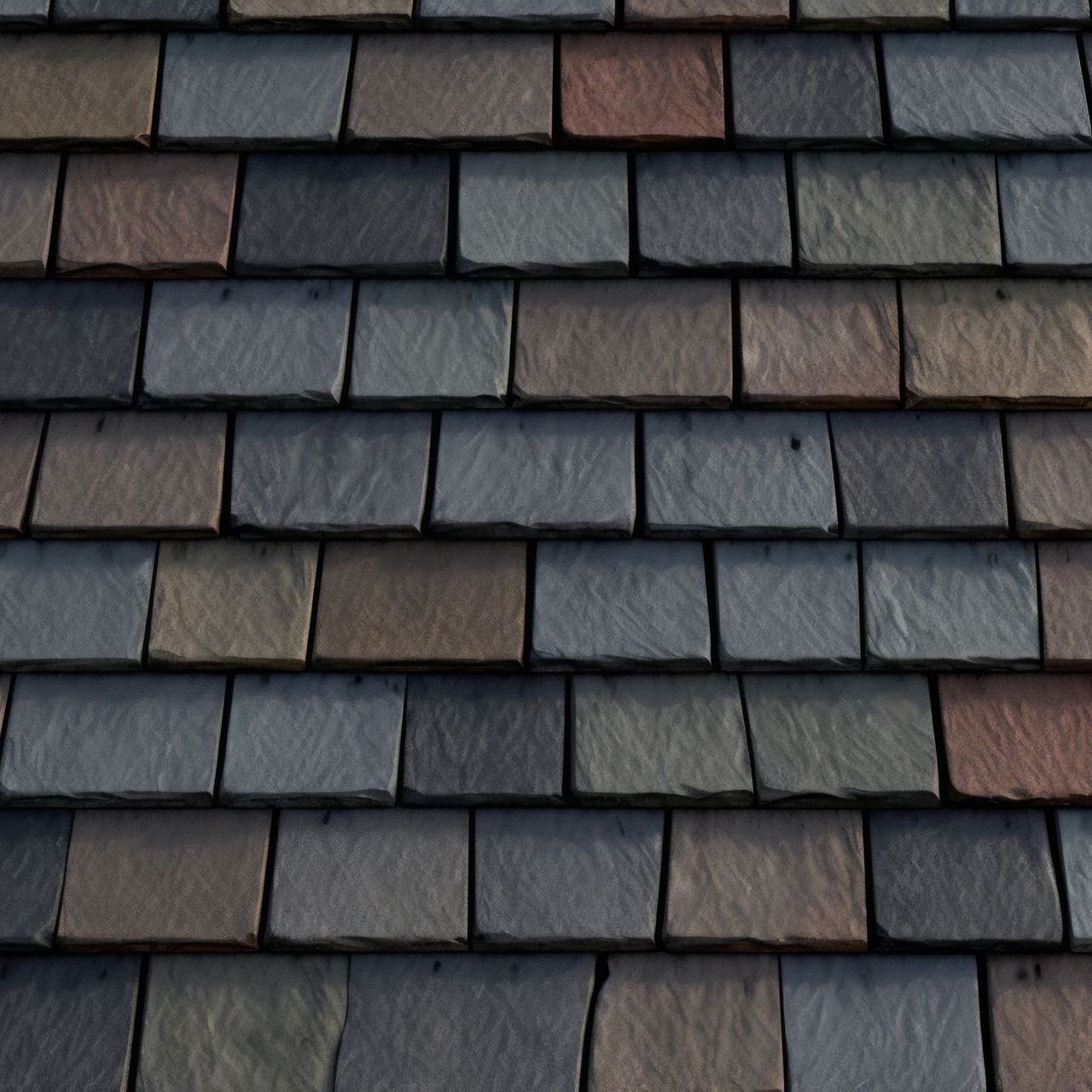 A close up of a row of slate tiles on a roof