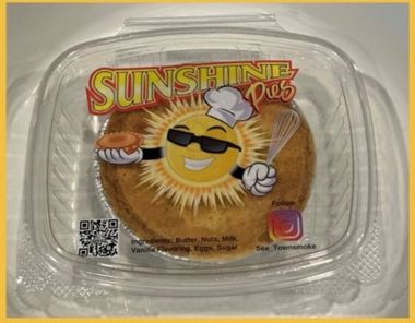 A sunshine pie in a plastic container