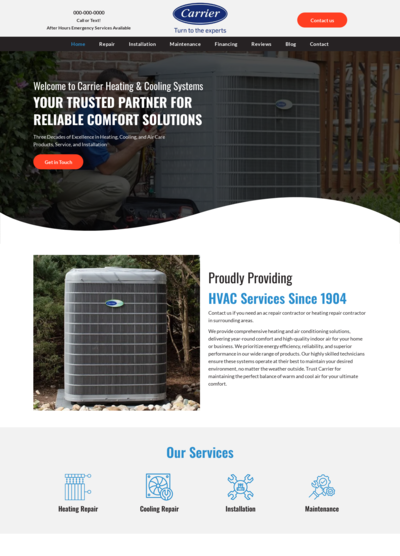 Carrier HVAC Website Design 2