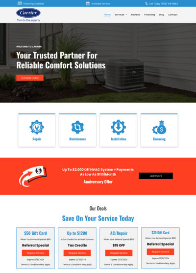 Carrier HVAC Website Design 3