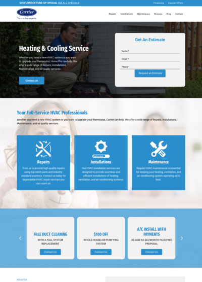 Carrier HVAC Website Design 5