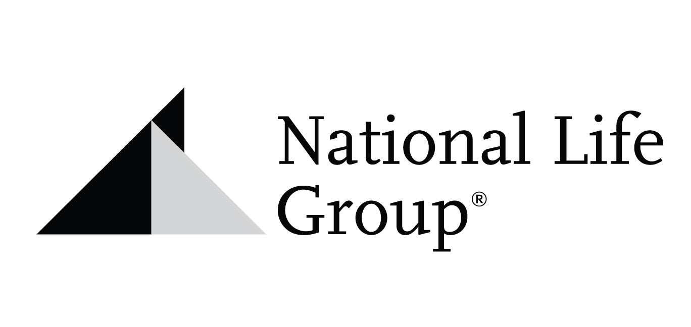 The national life group logo is black and white and has a triangle in the middle.