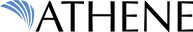 The word athene is written in black and blue on a white background.