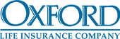 The logo for oxford life insurance company is blue and white.