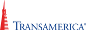 A logo for transamerica with a tower in the background