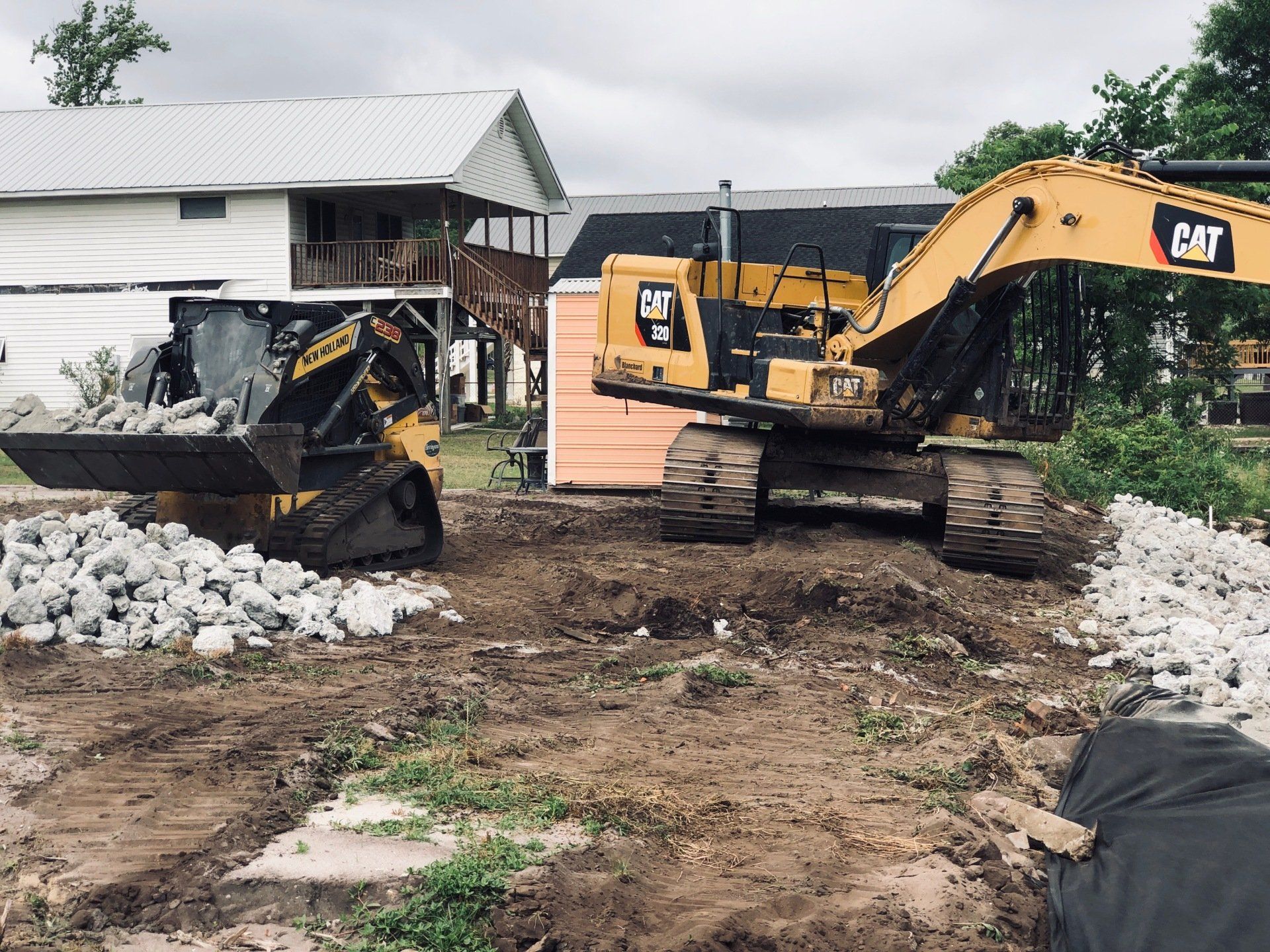stone seawall preparation