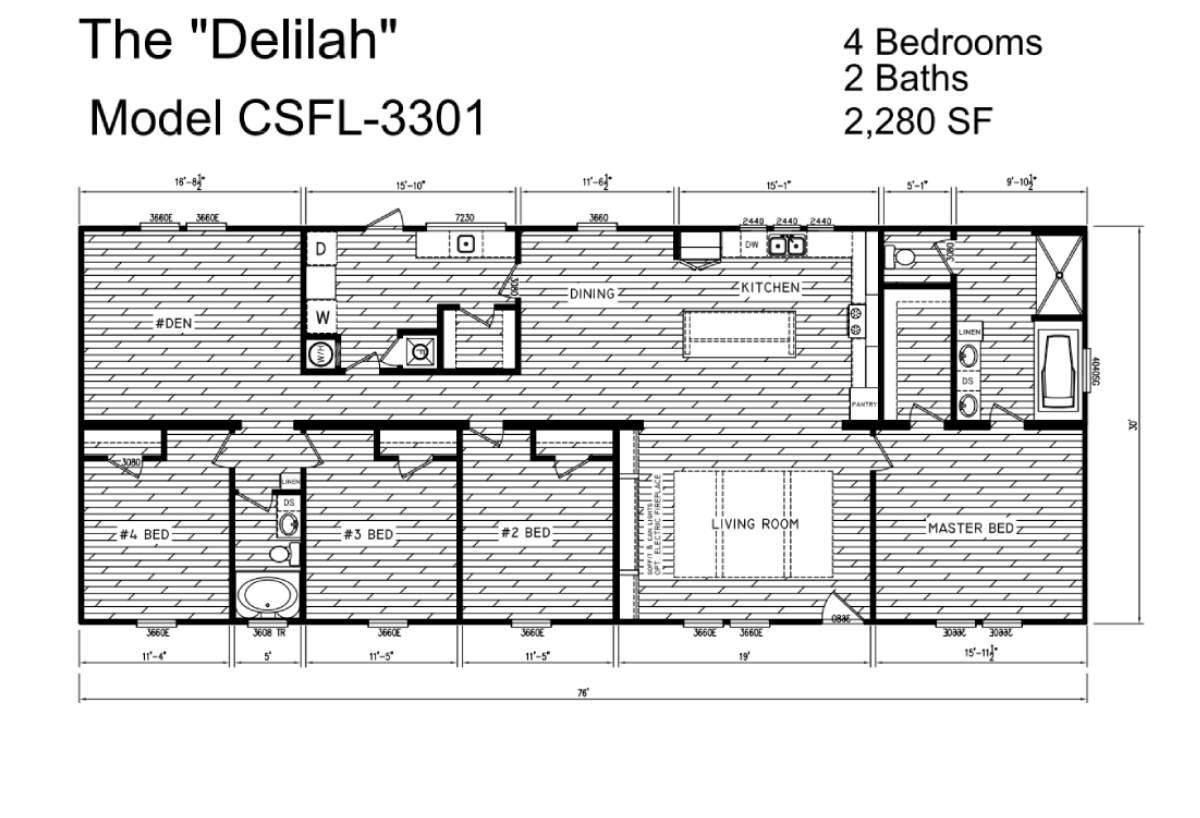 A black and white floor plan of a mobile home.