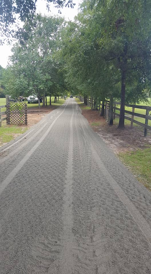 freshly grated gravel driveway