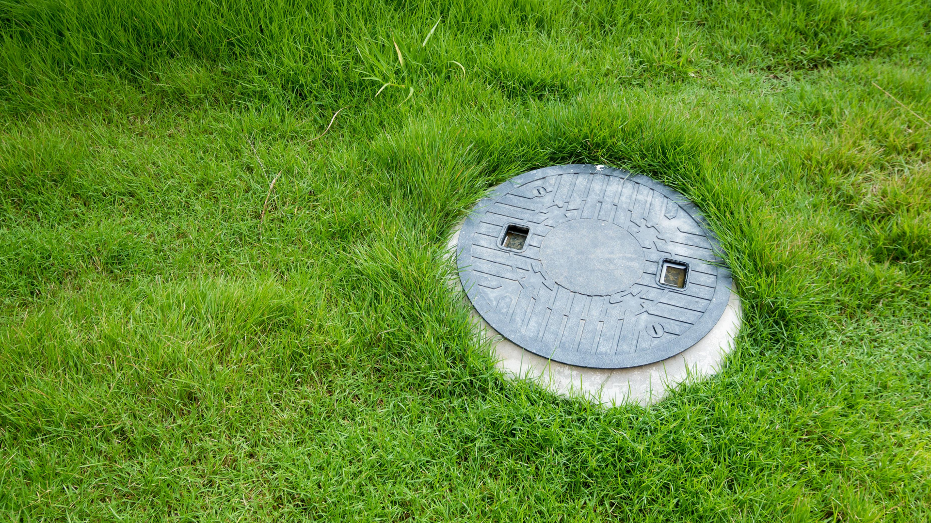 septic tank cap in yard