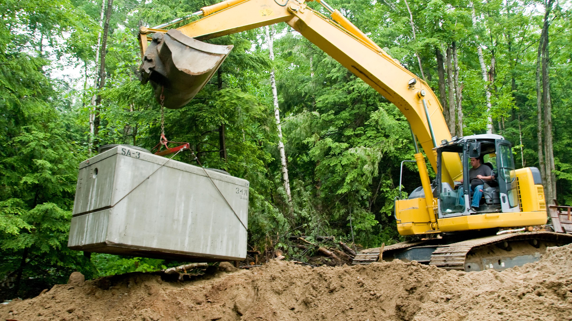 septic tank being installed