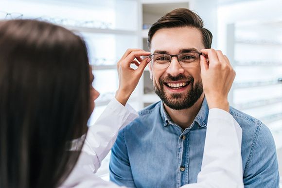 Man wearing eyeglasses — Munster, IN — Munster Eye Care Associates