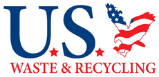 US Waste & Recycling logo with blue “US,” red stars and stripes, and red text