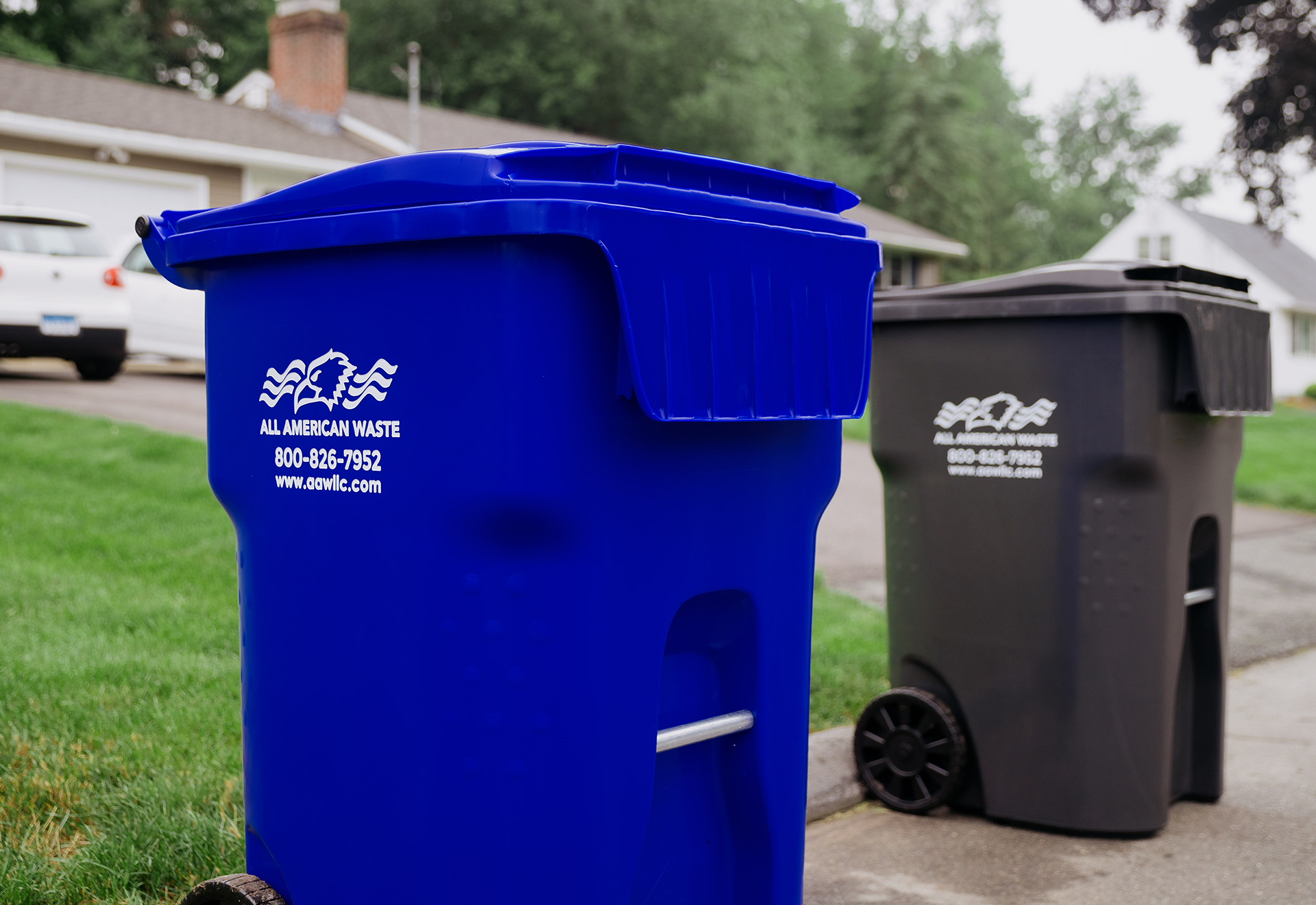 residential trash and recycling bins