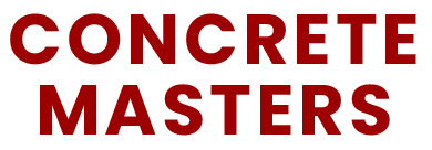 "CONCRETE MASTERS" in bold, dark red text.
