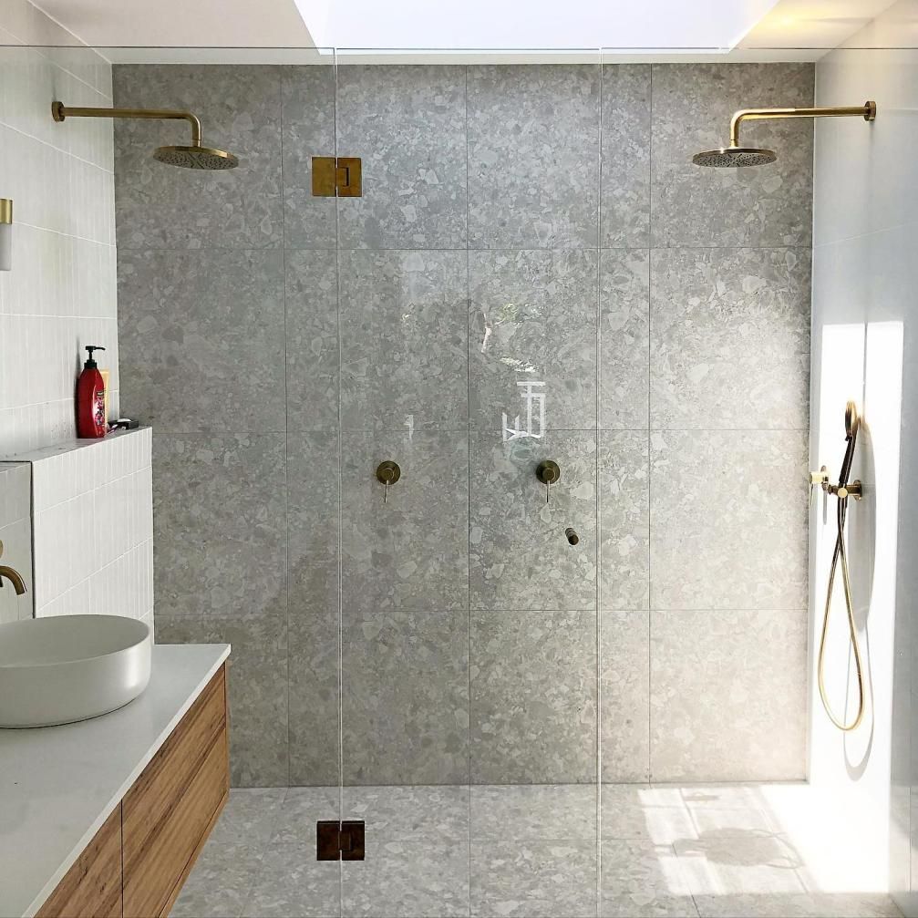 A Bathroom With a Walk in Shower and a Sink — Tuggerah Lakes Glass In Tumbi Umbi, NSW