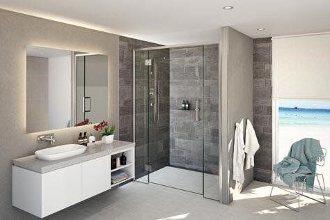 A Bathroom With a Sink , Mirror and Walk in Shower — Tuggerah Lakes Glass In Tumbi Umbi, NSW