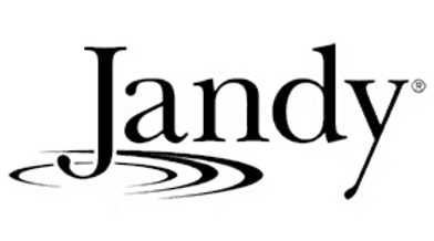 Jandy logo with black text above stylized water ripples.