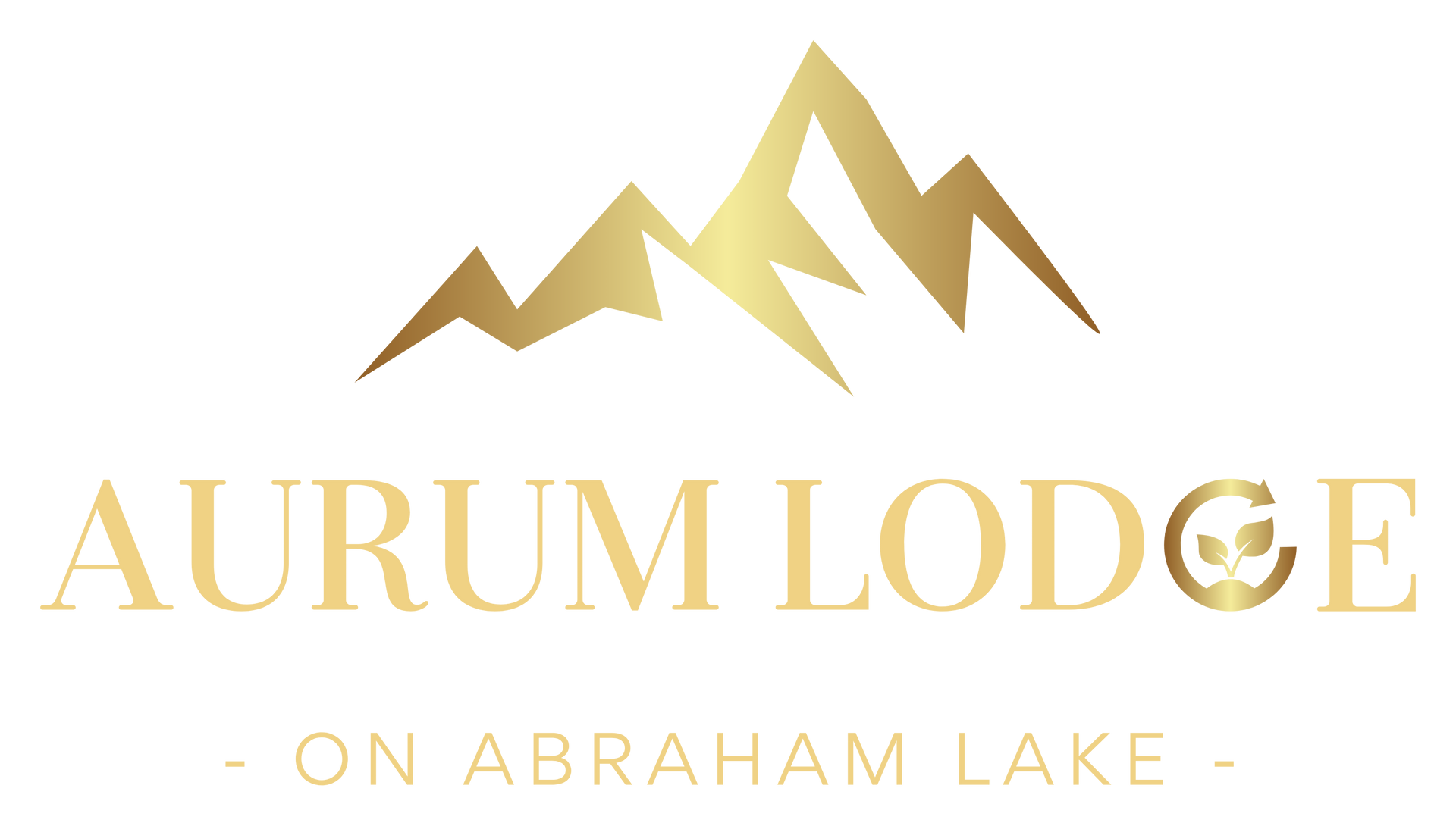 The logo for aurum lodge on abraham lake is a gold mountain.