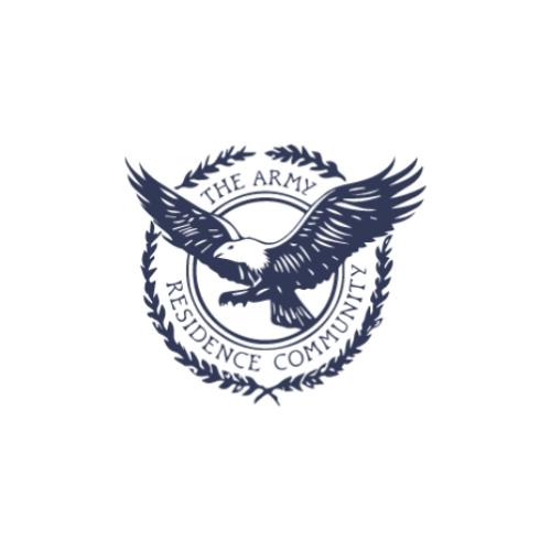 A logo for the army residence community with an eagle