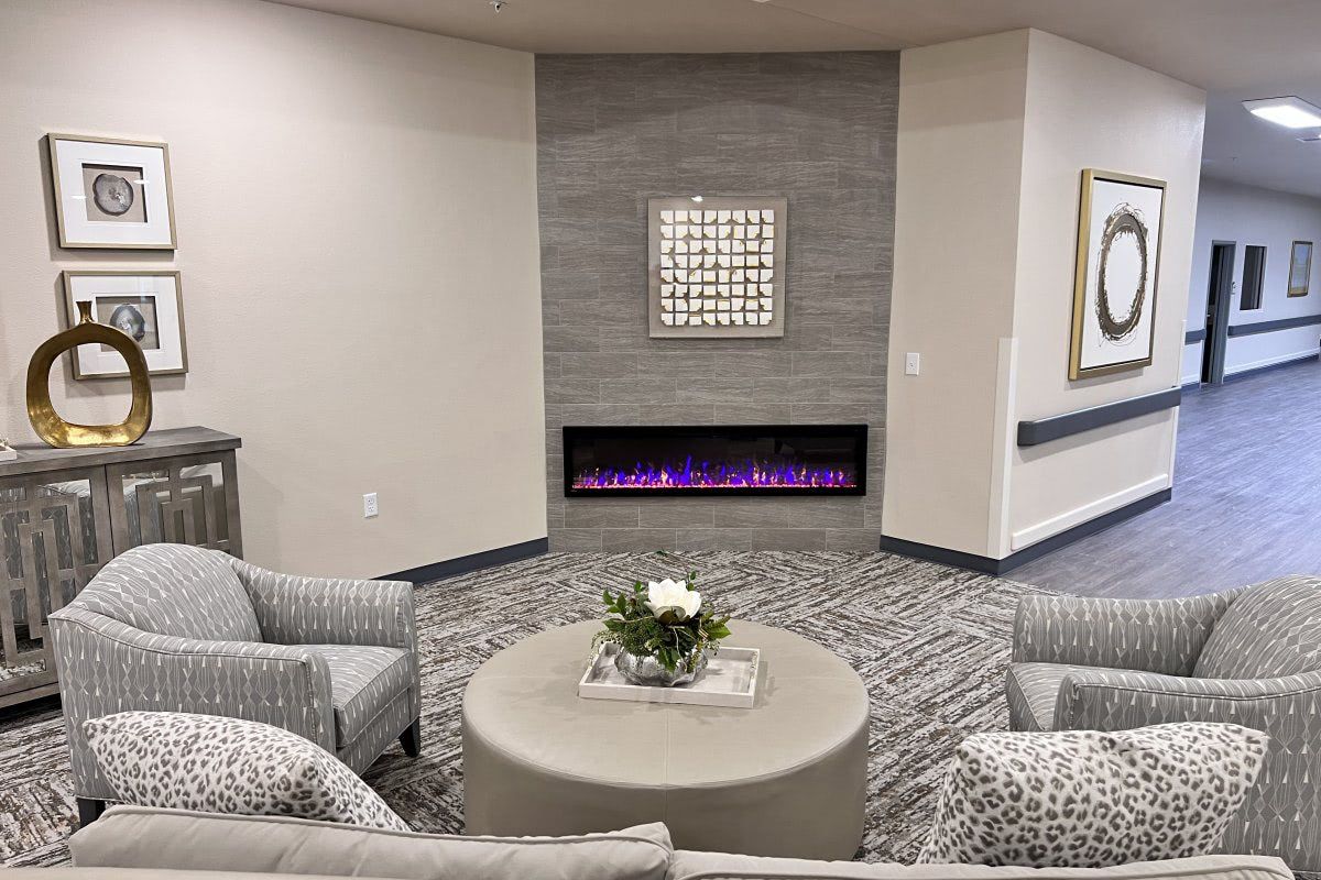 A warm, residential-style interior from a Rheinlander senior living project