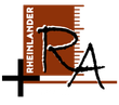 A logo for rheinlander with a cross and a ruler