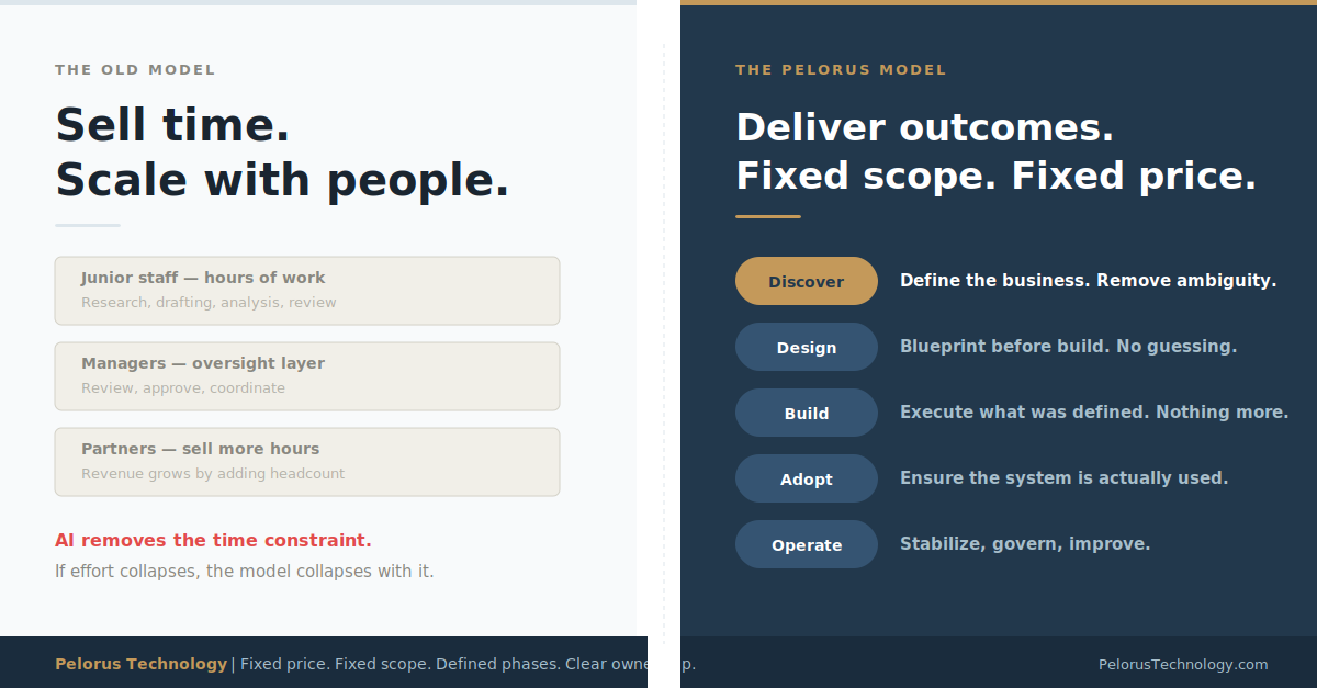 Side-by-side comparison of old vs. new business models, highlighting