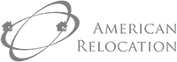 Logo for American Relocation featuring two houses orbiting each other in a circular pattern, with the company name to the right.