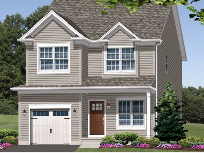 An artist 's impression of a house with a garage