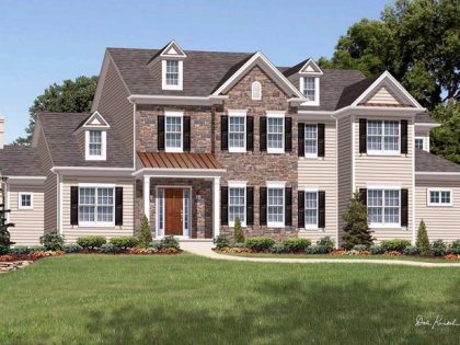 A large house with a lot of windows and shutters