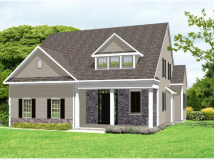 An artist 's impression of a house with a brown roof