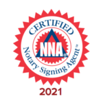 A certified notary signing agent logo from 2021