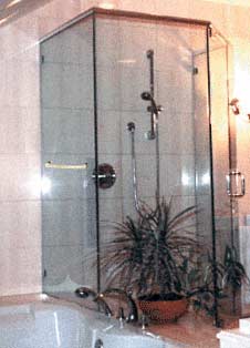 Custom Shower Enclosures — Neo-Angle Frameless Shower 2 in Santa Clarita, CA
