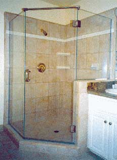 Custom Shower Enclosures — Neo-Angle Frameless Shower 3 in Santa Clarita, CA