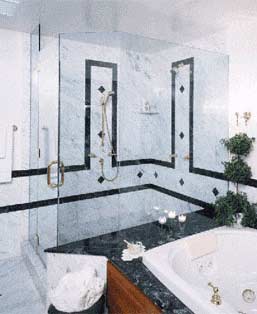 Custom Shower Enclosures — Neo-Angle Frameless Shower 4 in Santa Clarita, CA
