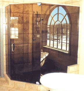 Custom Shower Enclosures — Neo-Angle Frameless Shower 8 in Santa Clarita, CA
