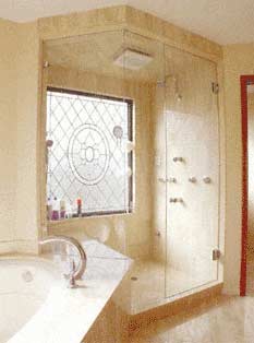 Custom Shower Enclosures — Neo-Angle Frameless Shower 9 in Santa Clarita, CA