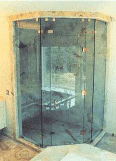 Custom Shower Enclosures — Neo-Angle Frameless Shower 13 in Santa Clarita, CA