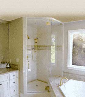 Custom Angle Frameless Showers — Shower Area 16 in Santa Clarita, CA