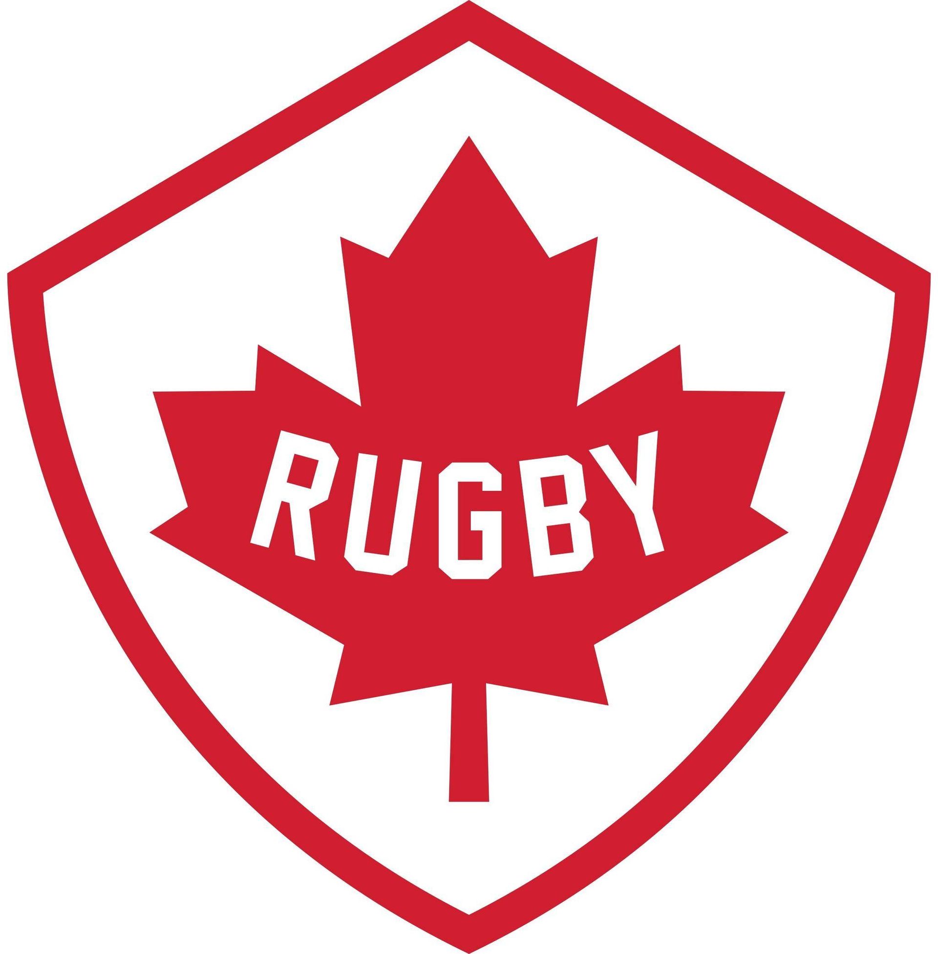The Rugby Canada logo: a white maple leaf inside a red shield with the word 