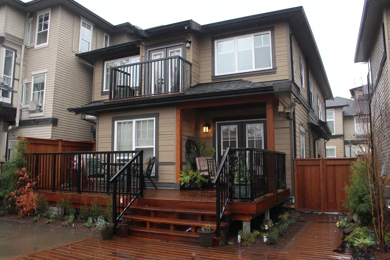 Deck Builders Coquitlam BC delivering full-service composite, cedar, PVC, and vinyl membrane decks for modern outdoor living and long-term performance in rainy climates.
Coquitlam Deck Construction offering demolition, redesign, framing upgrades, railing replacements, staircase rebuilds, and full backyard renovation solutions.
Composite Deck Builder Coquitlam using Trex/TimberTech/Azek boards with scratch-resistant finish, color fade protection, and hidden clip fastening systems.
Cedar Deck Coquitlam built with natural wood beauty, freshly stained grain, and warm West Coast character for cozy outdoor living spaces.
Vinyl Waterproof Deck Coquitlam membrane balcony resurfacing with welded seams, edge flashing and drainage scuppers for leak-proof protection.
Outdoor Living Deck Coquitlam with entertainment-focused seating, dining zone layout, lighting design, pergola shading, and accessory add-ons.